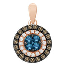 LADIES PENDANT 0.60CT ROUND DARK BROWN/BLUE DIAMOND 14K ROSE GOLD (SI QUALITY)