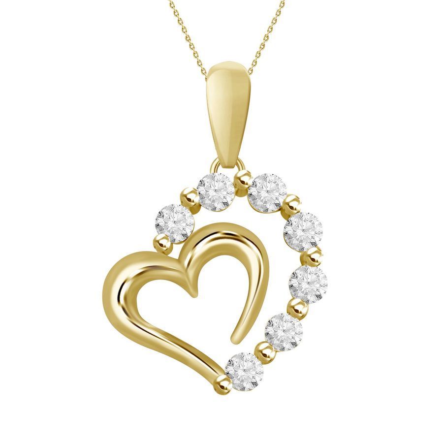 LADIES PENDANT WITH CHAIN 0.25CT ROUND DIAMOND 10K YELLOW GOLD