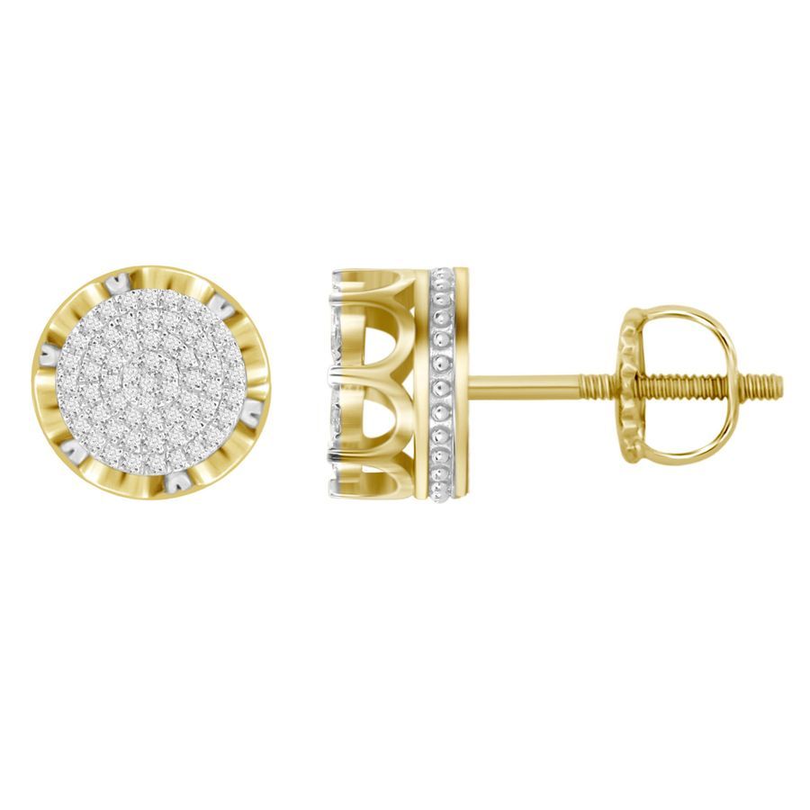 LADIES STUD EARRINGS 0.35CT ROUND DIAMOND 10K YELLOW GOLD