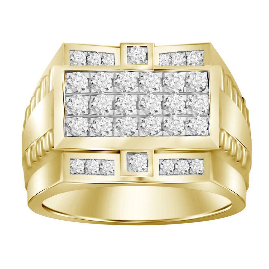 MEN'S RING 0.75CT ROUND DIAMOND 10K YELLOW GOLD