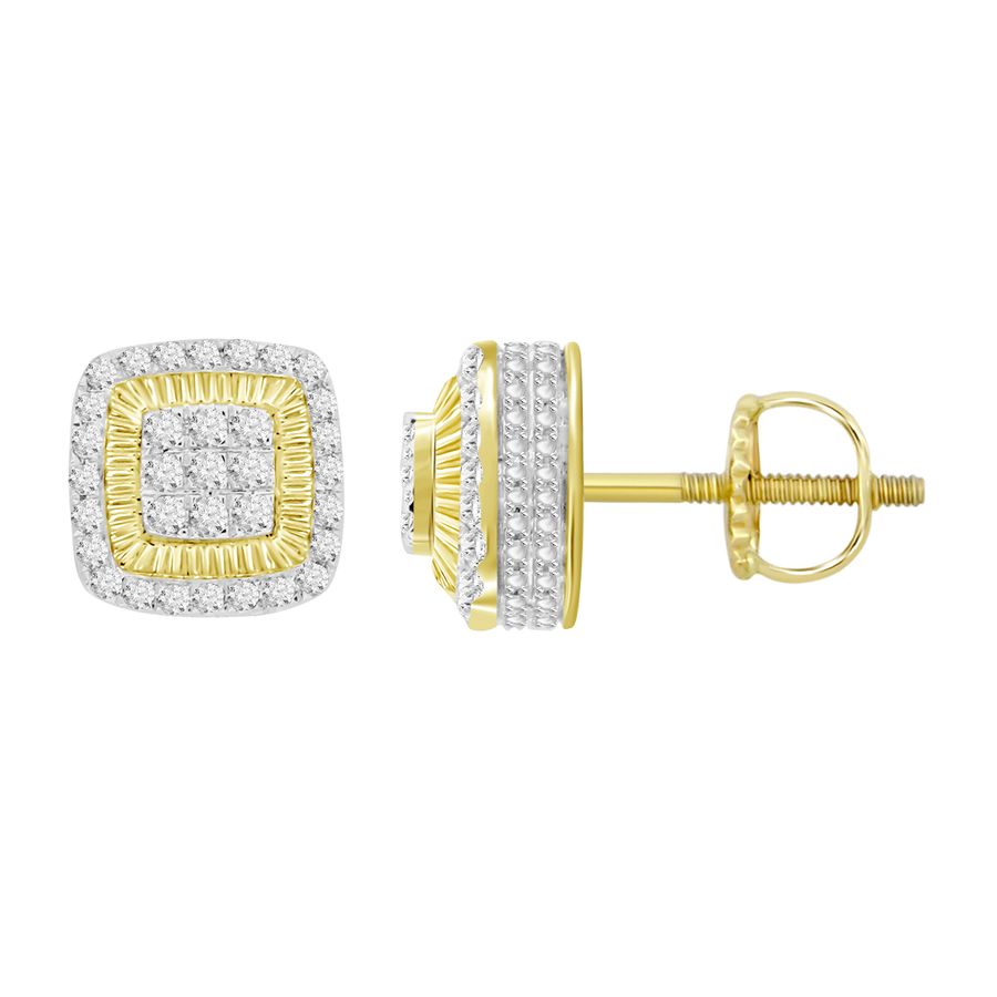 LADIES STUD EARRINGS 0.50CT ROUND DIAMOND 10K YELLOW GOLD