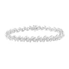 LADIES BRACELET 3.00CT ROUND/BAGUETTE DIAMOND 10K WHITE GOLD