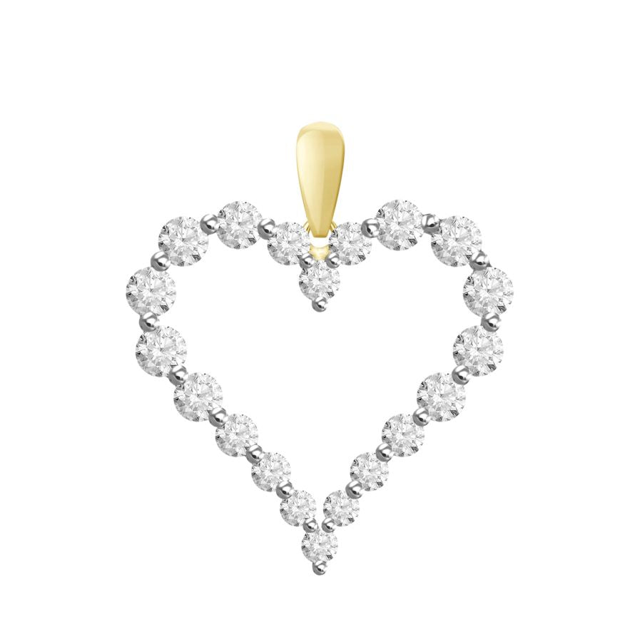 LADIES HEART PENDANT WITH CHAIN 0.50CT ROUND DIAMOND 14K WHITE GOLD