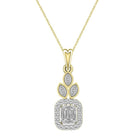 LADIES PENDANT WITH CHAIN 0.25CT ROUND/BAGUETTE DIAMOND 14K YELLOW GOLD (SI QUALITY)