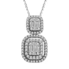 LADIES PENDANT 0.50CT ROUND/BAGUETTE DIAMOND 14K WHITE GOLD