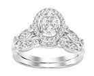 LADIES BRIDAL SET 0.50CT ROUND DIAMOND 14K WHITE GOLD