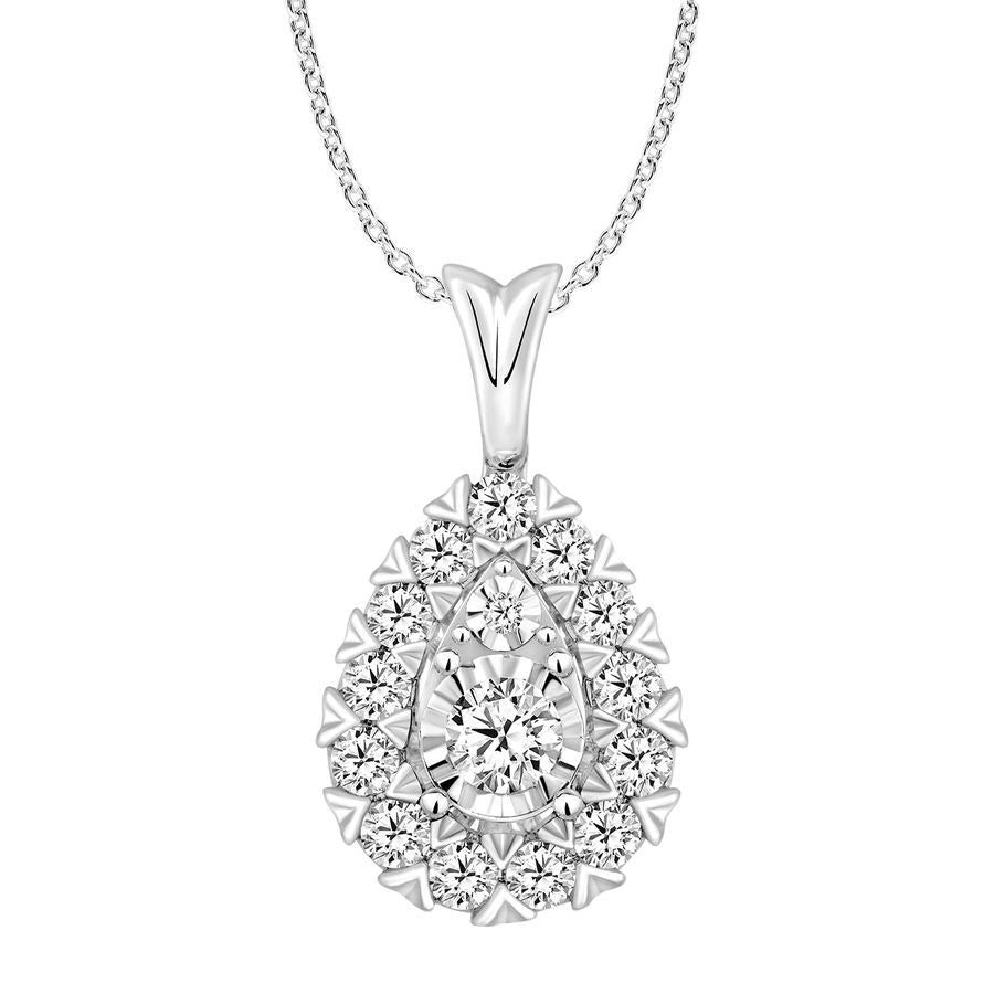 LADIES PENDANT 1.00CT ROUND DIAMOND 14K WHITE GOLD