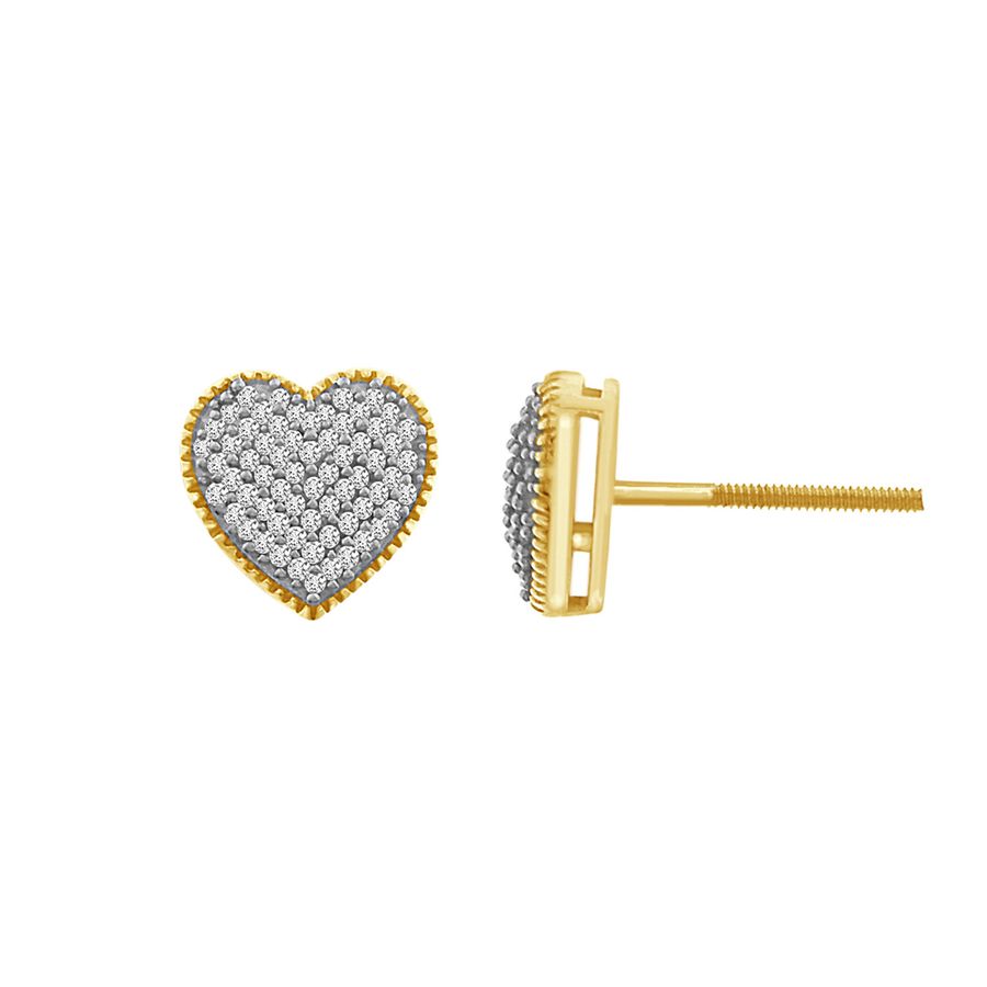 LADIES STUD EARRINGS 0.20CT ROUND DIAMOND 10K YELLOW GOLD