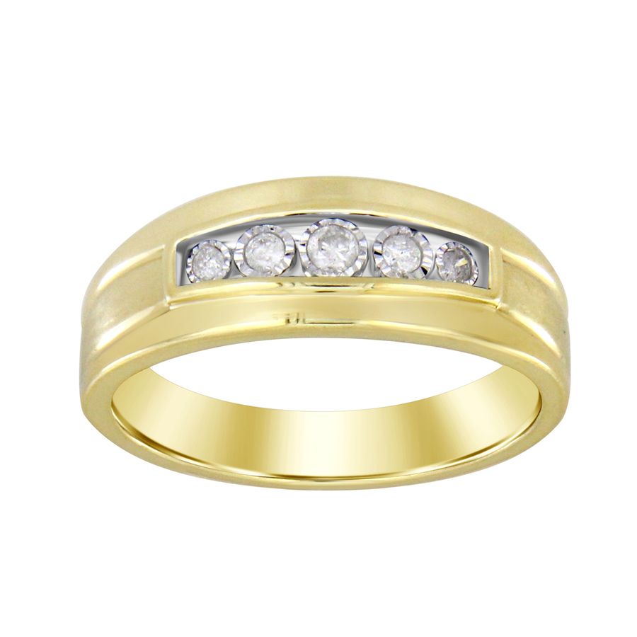 MEN'S BAND 0.15CT ROUND DIAMOND 10K YELLOW GOLD