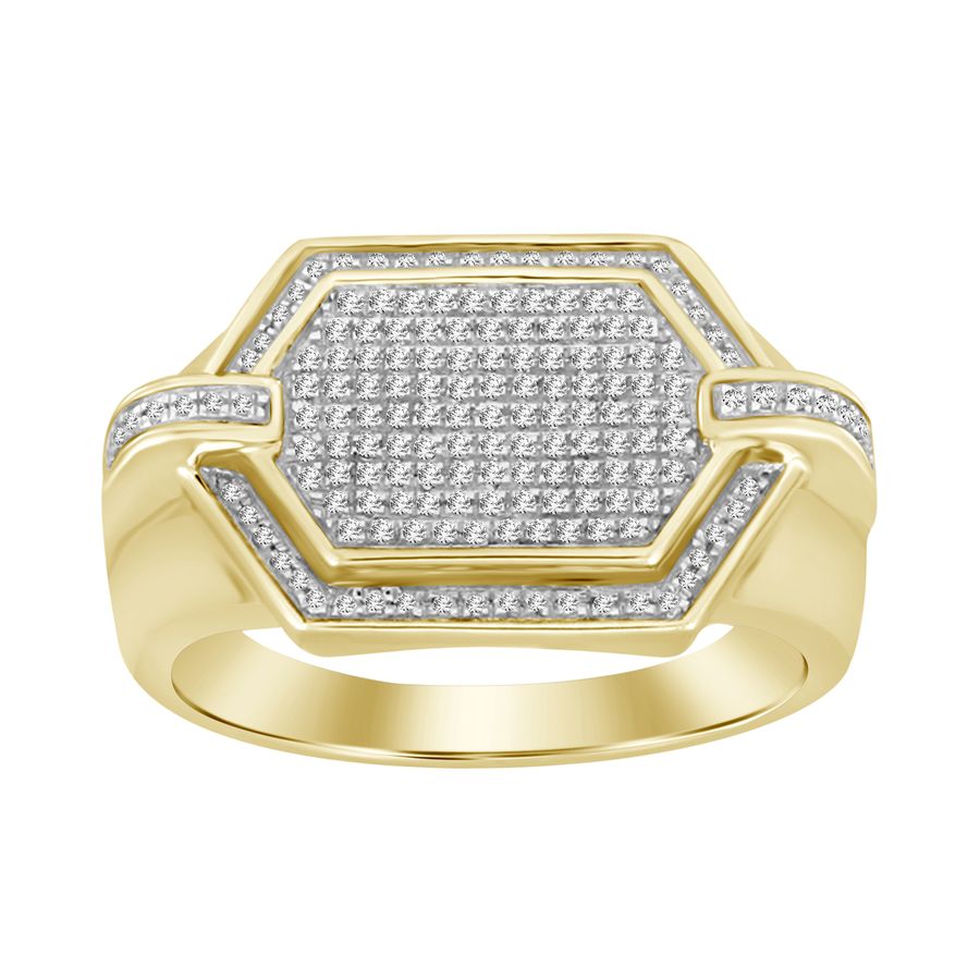 MEN'S RING 0.25CT ROUND DIAMOND 10K YELLOW GOLD