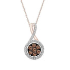 LADIES PENDANT WITH CHAIN 0.50CT ROUND DARK BROWN DIAMOND 10K ROSE GOLD