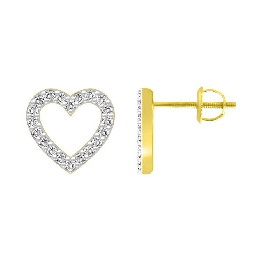 LADIES EARRINGS 0.16CT ROUND DIAMOND 10K YELLOW GOLD