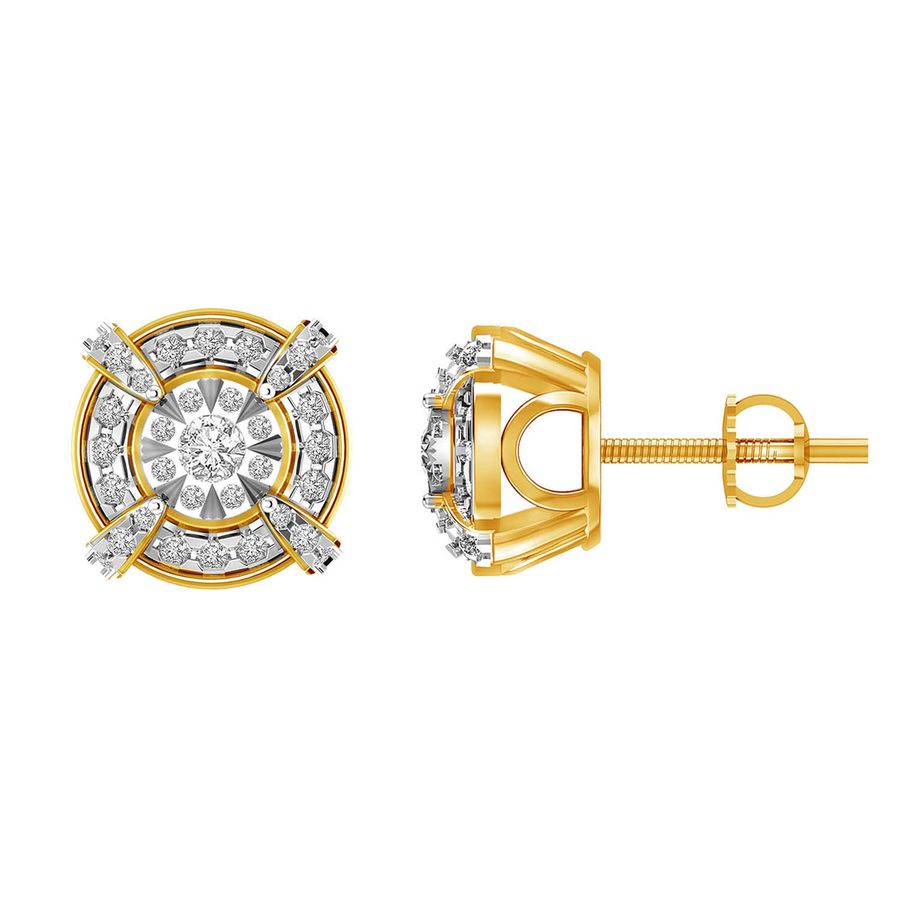 LADIES STUD EARRINGS 0.50CT ROUND DIAMOND 10K YELLOW GOLD