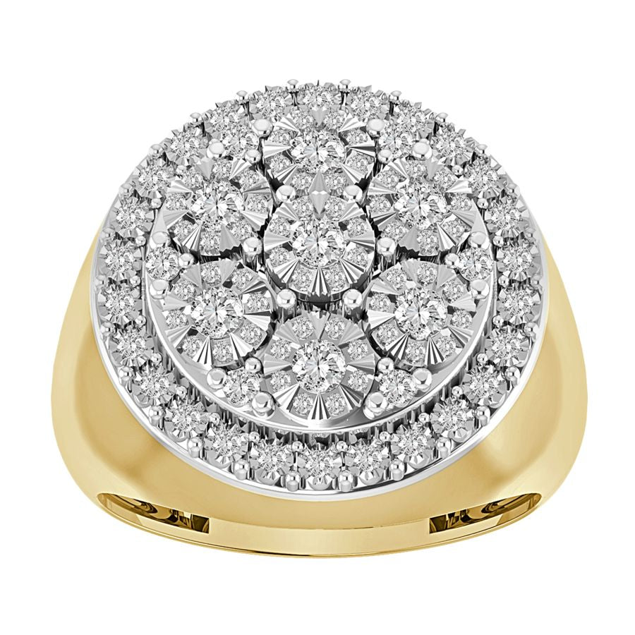 MEN'S RING 1.00CT ROUND DIAMOND 10K YELLOW GOLD