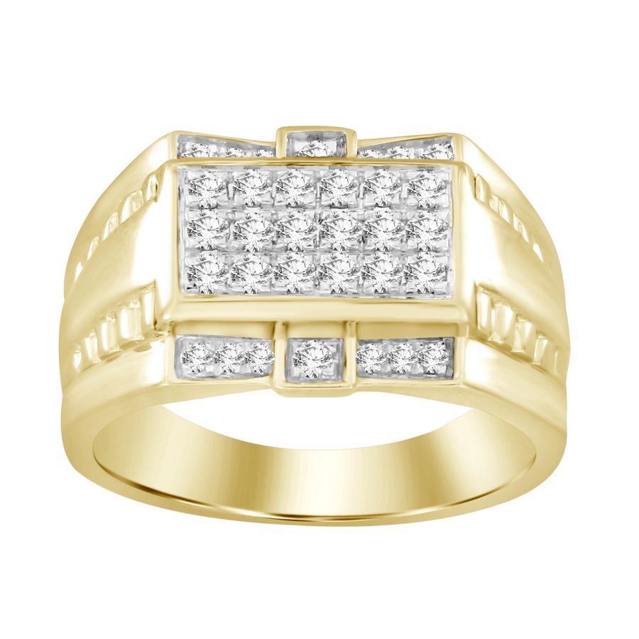 MEN'S RING 0.50CT ROUND DIAMOND 10K YELLOW GOLD