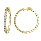 LADIES HOOP EARRINGS 1.50CT ROUND DIAMOND 10K YELLOW GOLD