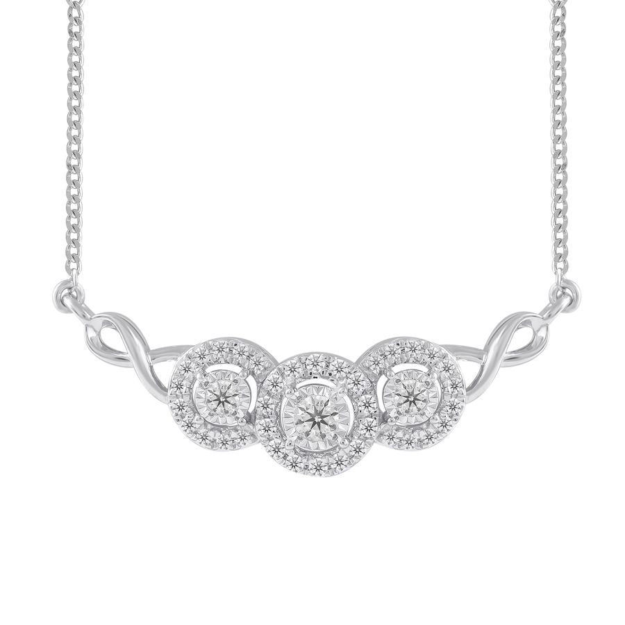 LADIES NECKLACE 0.25CT ROUND DIAMOND 10K WHITE GOLD