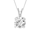 LADIES SOLITAIRE PENDANT WITH CHAIN 0.15CT ROUND DIAMOND 14K WHITE GOLD