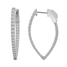 LADIES HOOP EARRINGS 1.00CT ROUND DIAMOND 10K WHITE GOLD