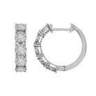 LADIES HOOP EARRINGS 1.00CT ROUND DIAMOND 10K WHITE GOLD