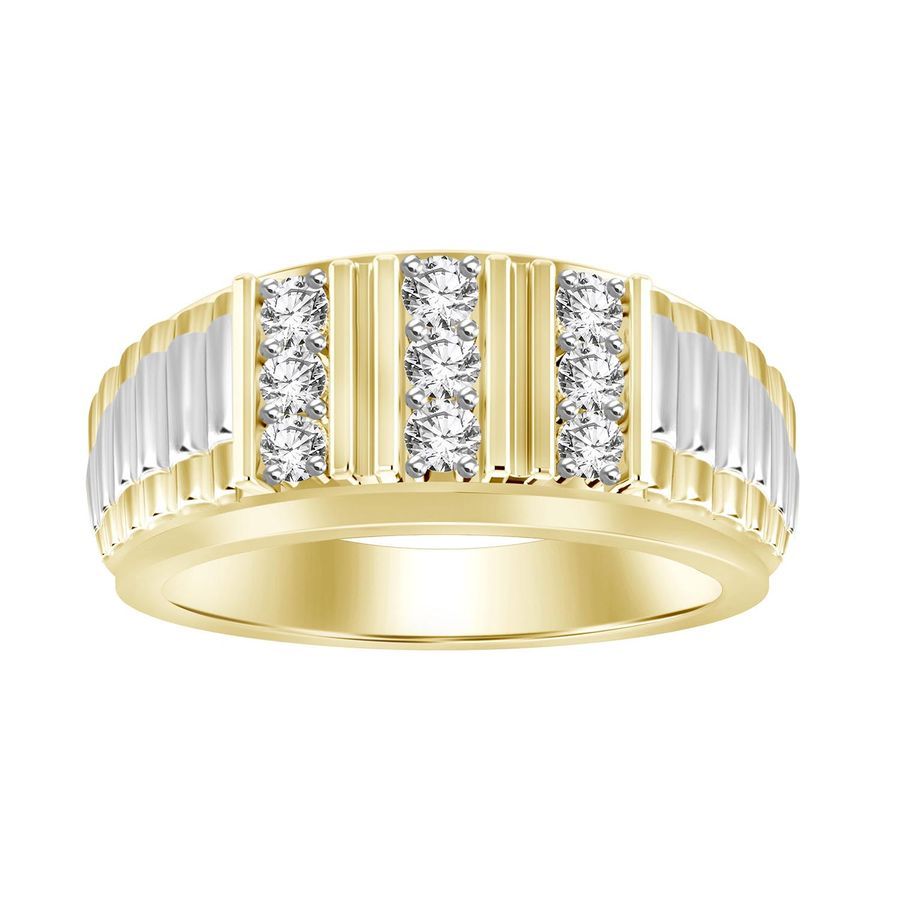 MEN'S RING 0.33CT ROUND DIAMOND 10K WHITE/YELLOW GOLD