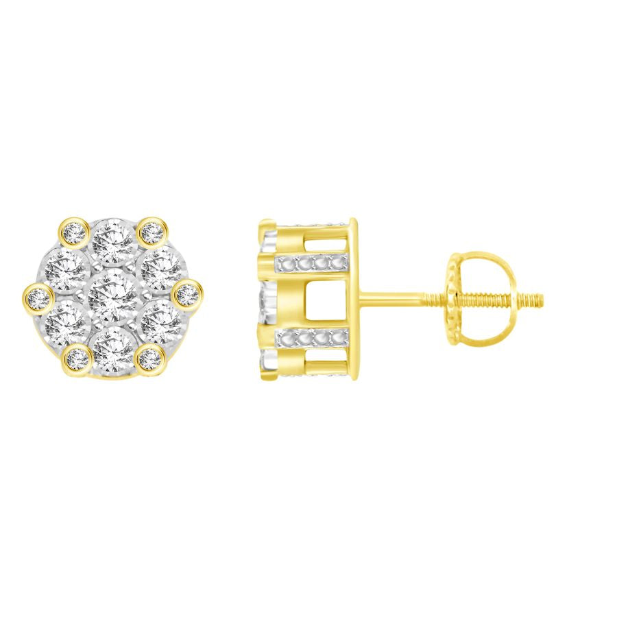 LADIES STUD EARRINGS 0.25CT ROUND DIAMOND 10K YELLOW GOLD