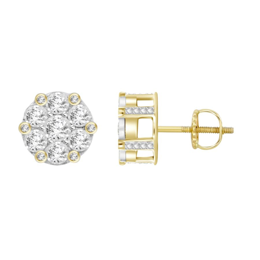 LADIES STUD EARRINGS 0.50CT ROUND DIAMOND 10K YELLOW GOLD