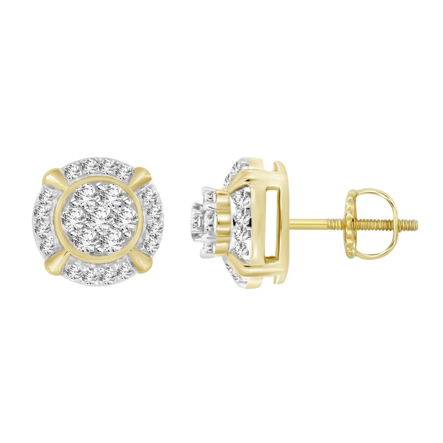 LADIES STUD EARRINGS 0.25CT ROUND DIAMOND 10K YELLOW GOLD