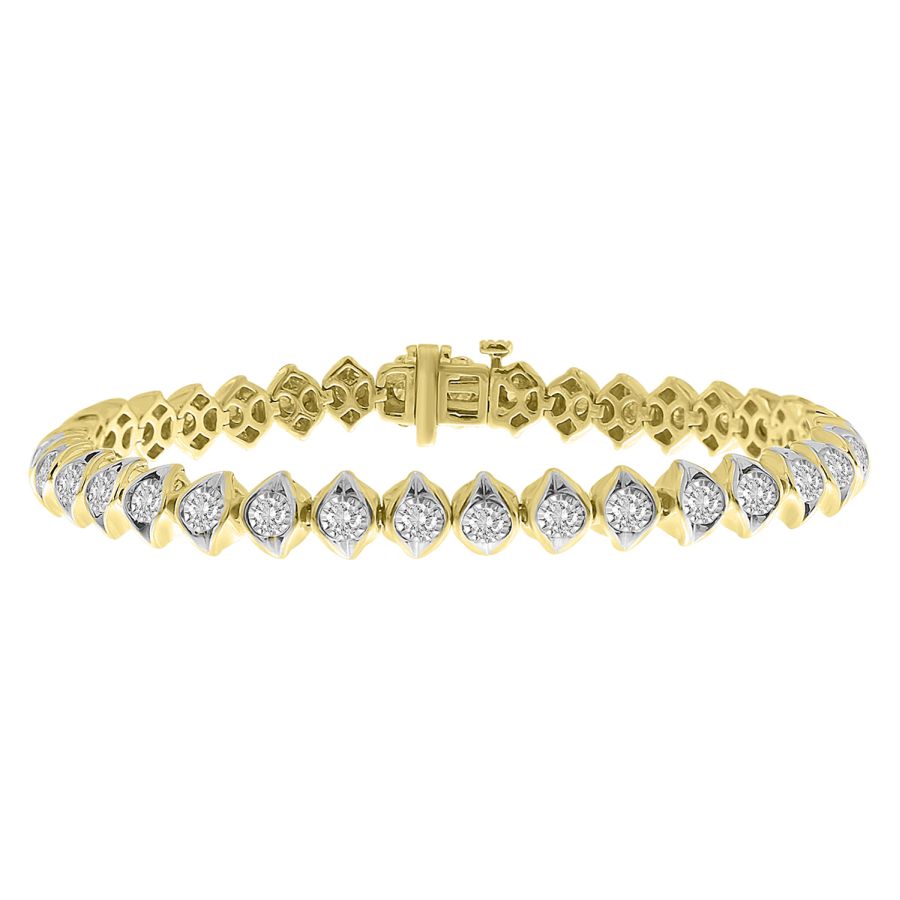 LADIES BRACELET 3.00CT ROUND DIAMOND 14K YELLOW GOLD