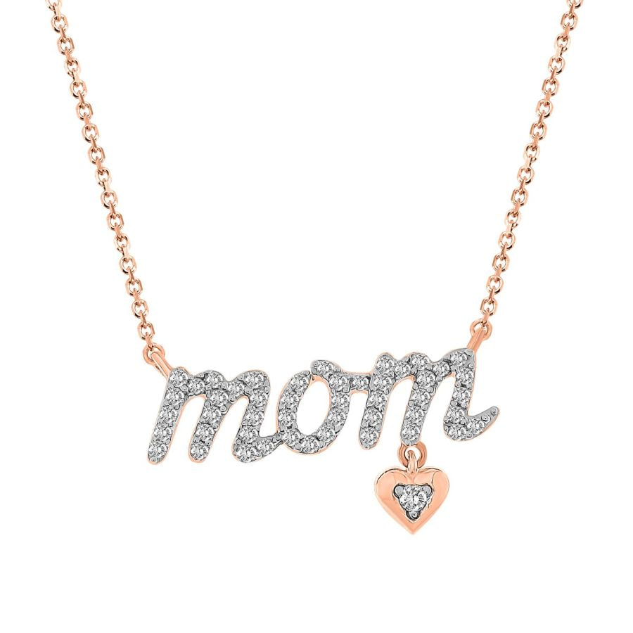 LADIES NECKLACE 0.15CT ROUND DIAMOND 10K ROSE GOLD