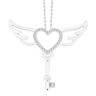 LADIES PENDANT WITH CHAIN 0.10CT ROUND DIAMOND 10K WHITE GOLD