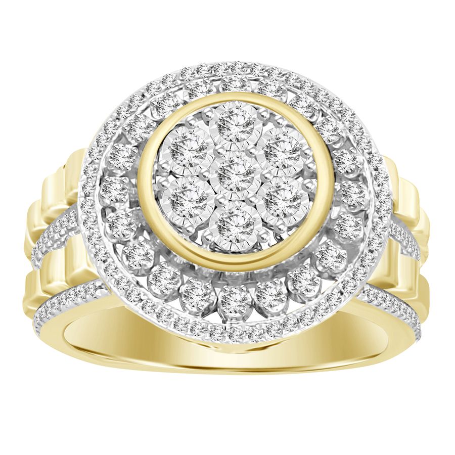 MEN'S RING 0.75CT ROUND DIAMOND 10K YELLOW GOLD