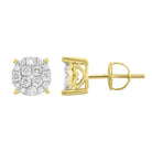 LADIES STUD EARRINGS 0.50CT ROUND DIAMOND 10K YELLOW GOLD