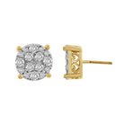 MEN'S STUD EARRINGS 1.00CT ROUND DIAMOND 10K YELLOW GOLD