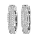 LADIES HOOP EARRINGS 0.50CT ROUND/BAGUETTE DIAMOND 10K WHITE GOLD