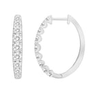 LADIES HOOP EARRINGS 0.50CT ROUND DIAMOND 10K WHITE GOLD