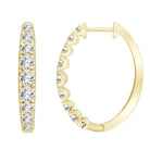 LADIES HOOP EARRINGS 0.50CT ROUND DIAMOND 10K YELLOW GOLD