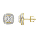 LADIES STUD EARRINGS 1.00CT ROUND DIAMOND 10K YELLOW GOLD