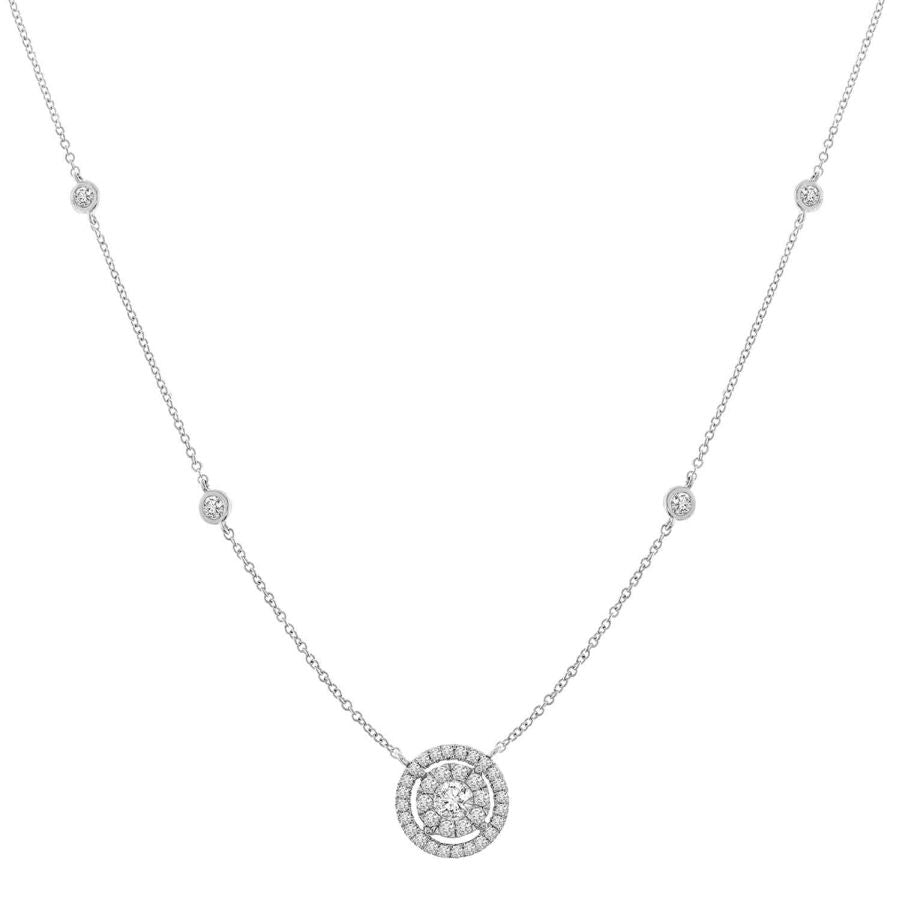 LADIES NECKLACE 0.65CT ROUND DIAMOND 14K WHITE GOLD (SI QUALITY)