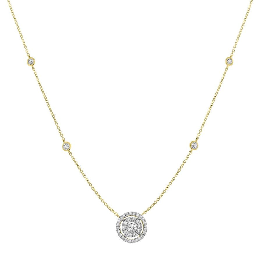 LADIES NECKLACE 0.65CT ROUND DIAMOND 14K YELLOW GOLD (SI QUALITY)