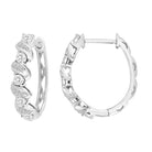 LADIES HOOP EARRINGS 0.25CT ROUND/BAGUETTE DIAMOND 10K WHITE GOLD