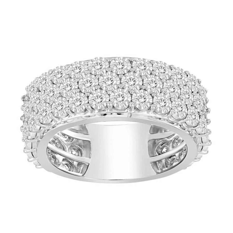 MEN'S BAND 1.50CT ROUND DIAMOND 10K WHITE GOLD