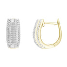 LADIES HOOP EARRINGS 0.50CT ROUND/BAGUETTE DIAMOND 10K YELLOW GOLD