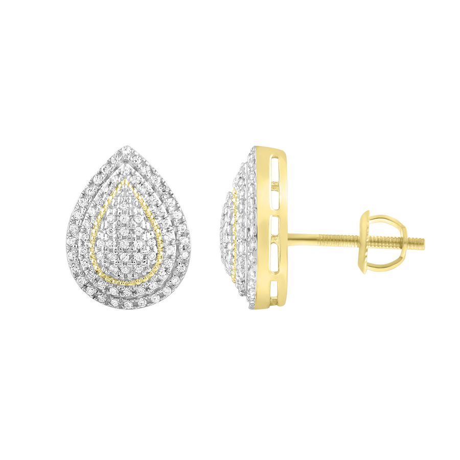 LADIES STUD EARRINGS 0.25CT ROUND DIAMOND 10K YELLOW GOLD