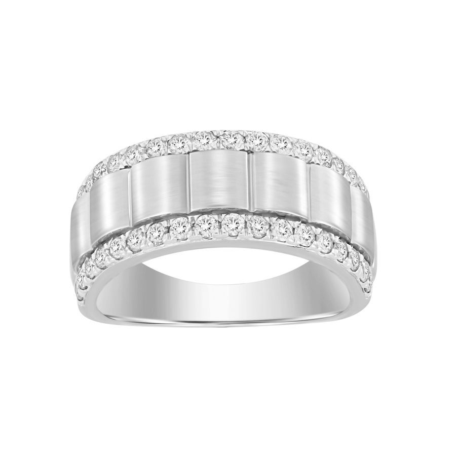 MEN'S BAND 1.00CT ROUND DIAMOND 14K WHITE GOLD (SI QUALITY)