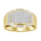 MEN'S RING 0.35CT ROUND/BAGUETTE DIAMOND 10K YELLOW GOLD