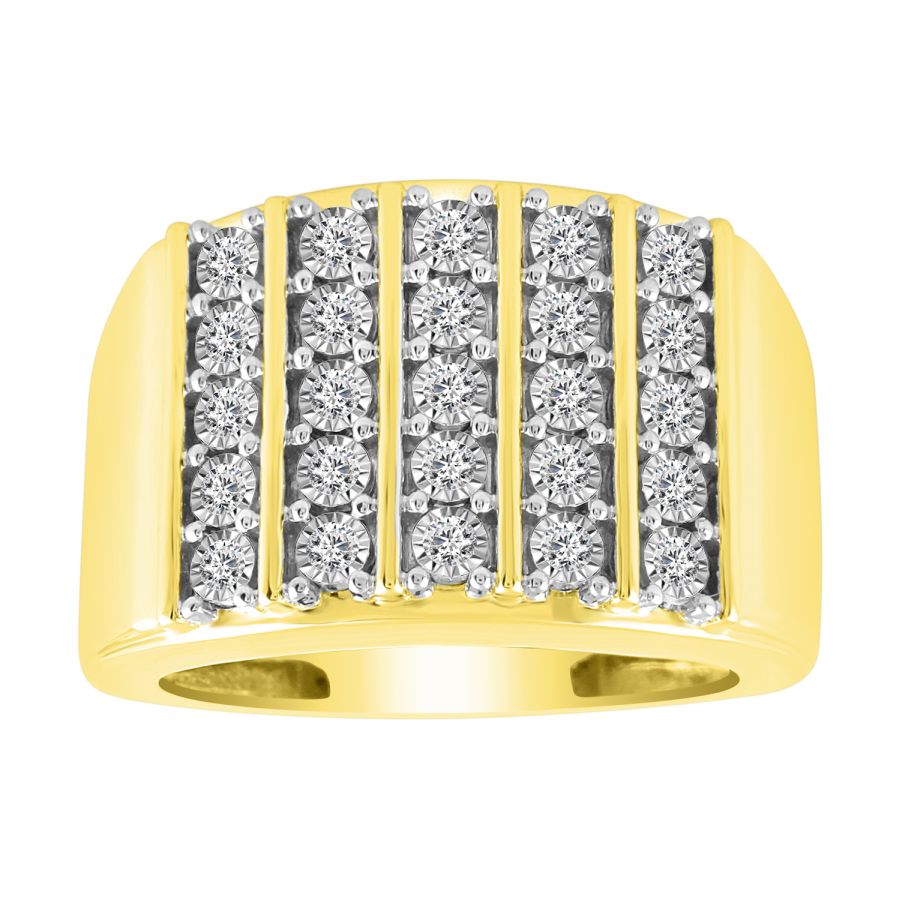 MEN'S RING 0.50CT ROUND DIAMOND 10K YELLOW GOLD