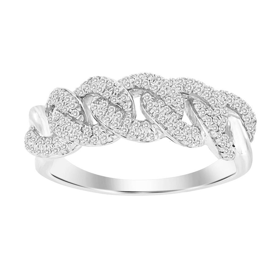 LADIES BAND 0.35CT ROUND DIAMOND 10K WHITE GOLD