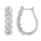 LADIES HOOP EARRINGS 1.00CT ROUND DIAMOND 10K WHITE GOLD