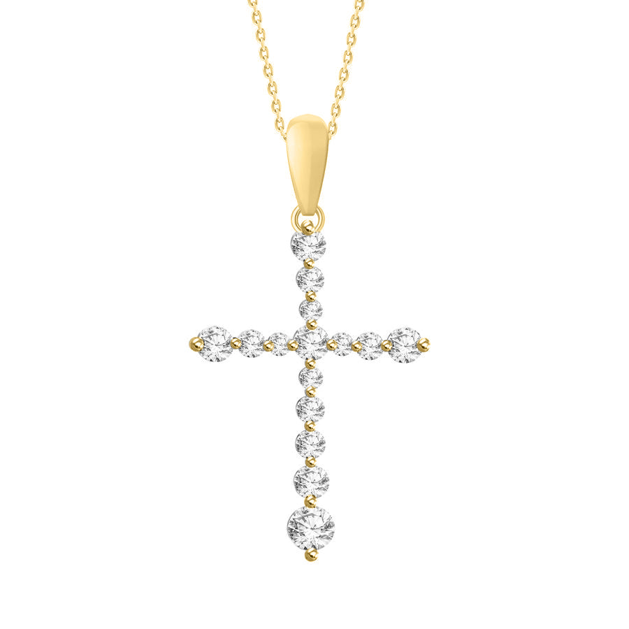 LADIES PENDANT WITH CHAIN 0.25CT ROUND DIAMOND 14K YELLOW GOLD